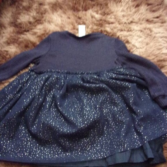 New Carter’s Navy Blue Infant/Toddler Dress with Sparkle Skirt Holiday dress - Picture 3 of 3